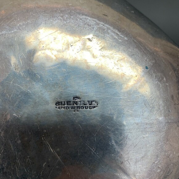 Buenilum Aluminum Leaf Serving Tray Hand Wrought Hammered 9 x 7 3/8 x 3 high - Picture 7 of 7